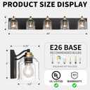 Vanity Lights for Bathroom Large 40", Farmhouse Rustic Vanity Light with Bubble Glass Shades, Black and Gold 5 Light Bathroom Lighting Fixtures Over Mirror, Bath Wall Sconce Home Decor