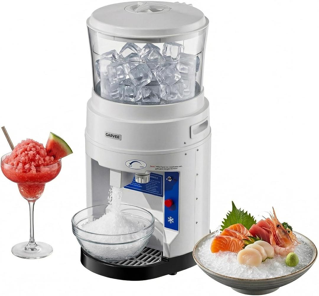 Commercial Shaved Crusher Ice Machine, 1200LB/H Snow Cone Machine with 25L Storage Box, Ice Texture Control, 650W 500RPM Electric Snow Cone Maker for Home, Bars, Cafes, Parties, White