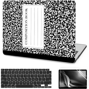 AKIT Compatible with MacBook Air 13 Inch Case 2022-2020 2019 2018 M1 A2337 A2179 A1932, Pattern Laptop Hard Shell Case+Screen Protector+Keyboard Cover for MacBook Air 13.3 Inch, Composition Book