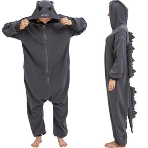 Unisex Adult Dinosaur Onesie Movie Character Marine Iguana Monster Cosplay Costume Halloween Jumpsuit Homewear (Gray, L)