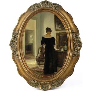 SIKOO Vintage Picture Frames 5x7 Oval Picture Frame Tabletop and Wall Mount Antique Picture Frame with High Definition Glass Front,Oval Wall Art, Bronze Gold