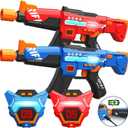 Rechargeable Laser Tag Guns Toys Set of 2 with Upgraded LED Digital Multi-Functional Vests Birthday Gifts for Kids Boys Girls 8 9 10 11 12+ Years Old Teens Adults Christmas Indoor&Outdoor Activities (Blue/Red)