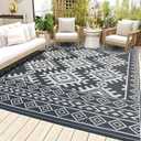 Pendolr 5x8 Outdoor Rug Waterproof Carpet Patio Rug Outdoor Plastic Straw Rug Camping Rug Reversible Outside Outdoor Area Rug for Balcony Deck Backyard RV Picnic Beach Gray 03#