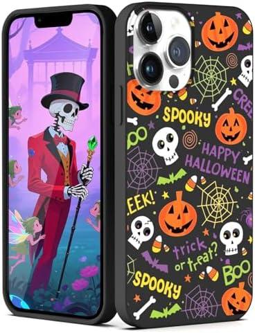XIMIZU Case for iPhone 13 Pro Halloween Ghost Pumpkin Designed,Black Matte Soft Slim Fit TPU Anti-Scratch Shockproof Protective Cover Phone Case for iPhone 13 Pro