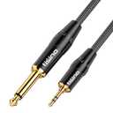 TISINO 1/4 Mono to 1/8 Stereo Cable, 3.5mm TRS Stereo to 1/4 inch TS Mono Interconnect Cable (Mono to Stereo Adapter) - 10 feet