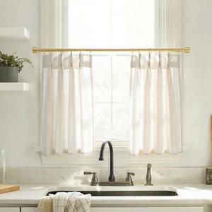 Lino Rosa 20 Inch RV Curtains for Campers,Pinch Pleated Sheer Cafe Small Window Curtains for Kitchen