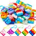 JOYIN Square Pop Fidget Keychain 90 Pack Pop Fidget Toys Bulk Party Favors for Kids 4-8,8-12 Years, Halloween Goodie Bags Stuffers Back to School Gifts for Students Classroom Prizes Sensory Toys