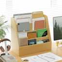 Small Desktop Bookshelf, 4-Tier Magazine Rack, Book Storage Organizer Display Stand, Narrow Bookshelf for Home Office, Living Room, Oak