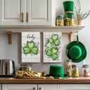 Artoid Mode Plaid Shamrock Eucalyptus St. Patrick's Day Kitchen Towels Dish Towels, 18x26 Inch Lucky Farmhouse Holiday Decoration Hand Towels Set of 2