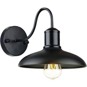 Outdoor Gooseneck Barn Lights for Farmhouse, 10 inch Wall Sconces Exterior Lighting Fixtures, Black Outside Wall Mount Light Fixture, Anti-Rust Waterproof Outdoor Lights for Porch Garage House, 1 Pack, No Sensor