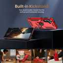 IKAZZ for Galaxy S25 Plus Case,Military Grade Shockproof Heavy Duty Protective Phone Cover Pass 16ft Drop Test with Magnetic Kickstand Car Mount Holder Red