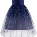 Arshiner Girls Dresses Formal Party Wedding Tulle Sleeveless Contrast Mesh High Low Dress with Belt, Size 14