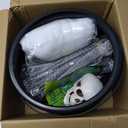 Witches Cauldron Large Outside,Halloween Decorations Outdoor Indoor - Giant Bowl on Tripod with Lights & Skull Crow,Witch Decor Pot Hocus Pocus Black Plastic Candy Bucket for Yard Porch Home