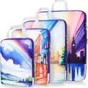Gonex Compression Packing Cubes, 4pcs Expandable Storage Travel Luggage Bags Organizers, Travel Cubes for Suitcase Carry On (Rainbow)