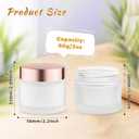 12 Pcs 60g/2oz Glass Cosmetic Jars Refillable Cream Bottle Containers Empty Sample Vials Jar with Rose Gold Lid for Eye Cream Lotion Ointments Lip Balm Scrub - Frosted