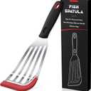 Silicone Fish Spatula, Heat Resistant Silicone Edge for Nonstick Cookware, Fish Turner for Kitchen Use, Flexible and Thin Stainless Steel Cooking utensils, Perfect Slotted Spatula for Egg, Pancake (1Pcs Red Large)