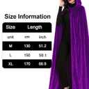 Velvet Hooded Cloak for Adults Full-Length Medieval Cape with Oversized Hood for Halloween Cosplay Gothic Wizard (Purple, L)