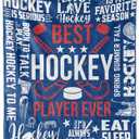 InnoBeta Hockey Gifts for Boys Men, Bed Flannel Blankets Throws 50"x 65" for Christmas, Hockey Gifts for Boys 8-12 - Size 50"x 65" - Blue - Best Hockey Player Ever