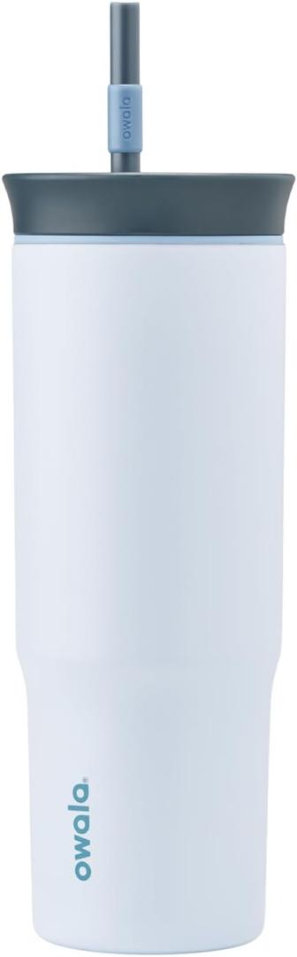 Owala Stainless Steel Triple Layer Insulated Travel Tumbler with Spill Resistant Lid and Straw, BPA Free, 24 oz, Grey/Blue (The Great Blue) (24 Ounces (Pack of 1)