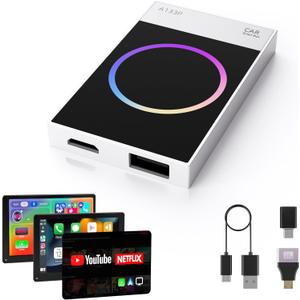 Wireless CarPlay Adapter with YouTube Netflix TikTok, Carplay Ai Box Wireless Carplay & Android Auto, WiFi Bluetooth and HDMI Output, Only for Cars with Wired CarPlay &Wired Android Auto