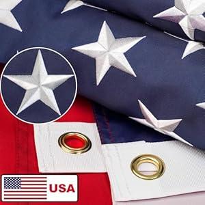 American Flags for Outside 4x6, Heavy Duty American Flag with Embroidered Stars, Thicken Nylon Material with Sewn Stripes Brass Grommets 4x6 Outdoor for USA High Wind All Weather