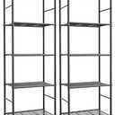 Sakugi Storage Shelves - Set of 2, 5-Tier Metal Shelf Organizer, Space-Saving Garage Shelving with Leveling Feet, Standing Shelves Organizer for Kitchen, Laundry, Pantry (18.4" x 12.6" x 57.4", Black)