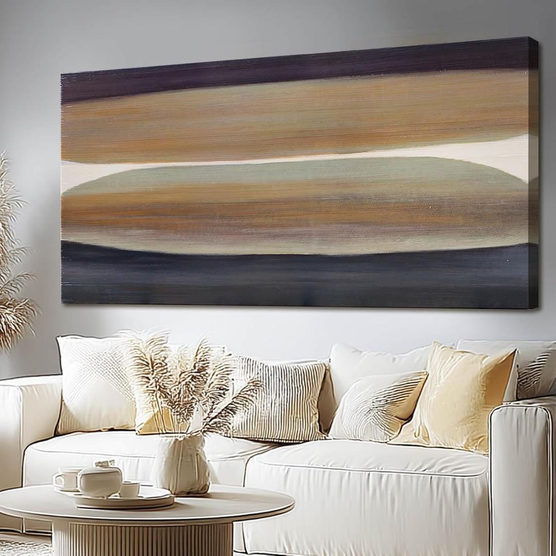 Brown and Black Abstract Wall Art Large Framed Colorful Canvas Prints for Office, Living Room, or Bedroom Wall Decor, 24" x 48"