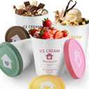 cyrico Ice Cream Containers with Silicone Lids for Homemade Ice Cream, 4 Pack 1 Quart Each Reusable Sorbet Frozen Yogurt Storage Containers Set BPA Free Stackable Leakproof Dishwasher Freezer Safe