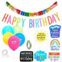 BLUE PANDA Happy Birthday Rainbow Car Decorations for Parade, Balloons, Banner, and Signs - Happy Birthday Banner - Pandas - Rainbow Balloon - Valentines Confetti - Space Party Decorations