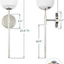 Polished Nickel Globe Wall Sconces, Modern Sconces Wall Lighting, Vanity Light Fixtures with Globe Opal Glass, Wall lamp for Bathroom Bedroom Living Room Corridor Mirror Stairs Entryway