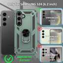 S24 Case,S25 Case, for Samsung Galaxy S24/S25 6.1 inch Case,with Kickstand Ring,Adjustable Stand,Military Grade,Heavy Duty Protection,Shockproof,Anti-Fingerprint,Support Magnet Car Mount,Teal