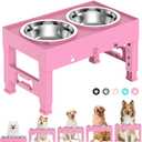 Elevated Dog Bowls with 2 Stainless Steel Bowls, Raised Dog Food Bowl Stand 5 Height Adjustable (3.1", 9", 10", 11", 12") Non-Slip Feeder Set for Medium and Large Dogs - Pink