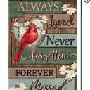 AVOIN colorlife Cardinal Memorial Garden Flag 12x18 Inch Double Sided Outside, Always Loved Never Forgotten Memorial Day Gravesite Saying Yard Outdoor Decoration