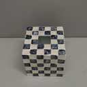 CHI AN HOME 5.7" Square Tissue Box Cover, Handmade Checkered Cube Tissue Box Cover with Capiz Shells, Decorative Tissue Holder for Living Room, Bathroom, Bedroom or Office (Navy Blue)
