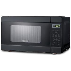 COMMERCIAL CHEF 0.9 Cu Ft Microwave with 10 Power Levels, Push Button and Child Lock, Digital Controls, Countertop Microwave with Timer and Quick-Touch Menu, Black