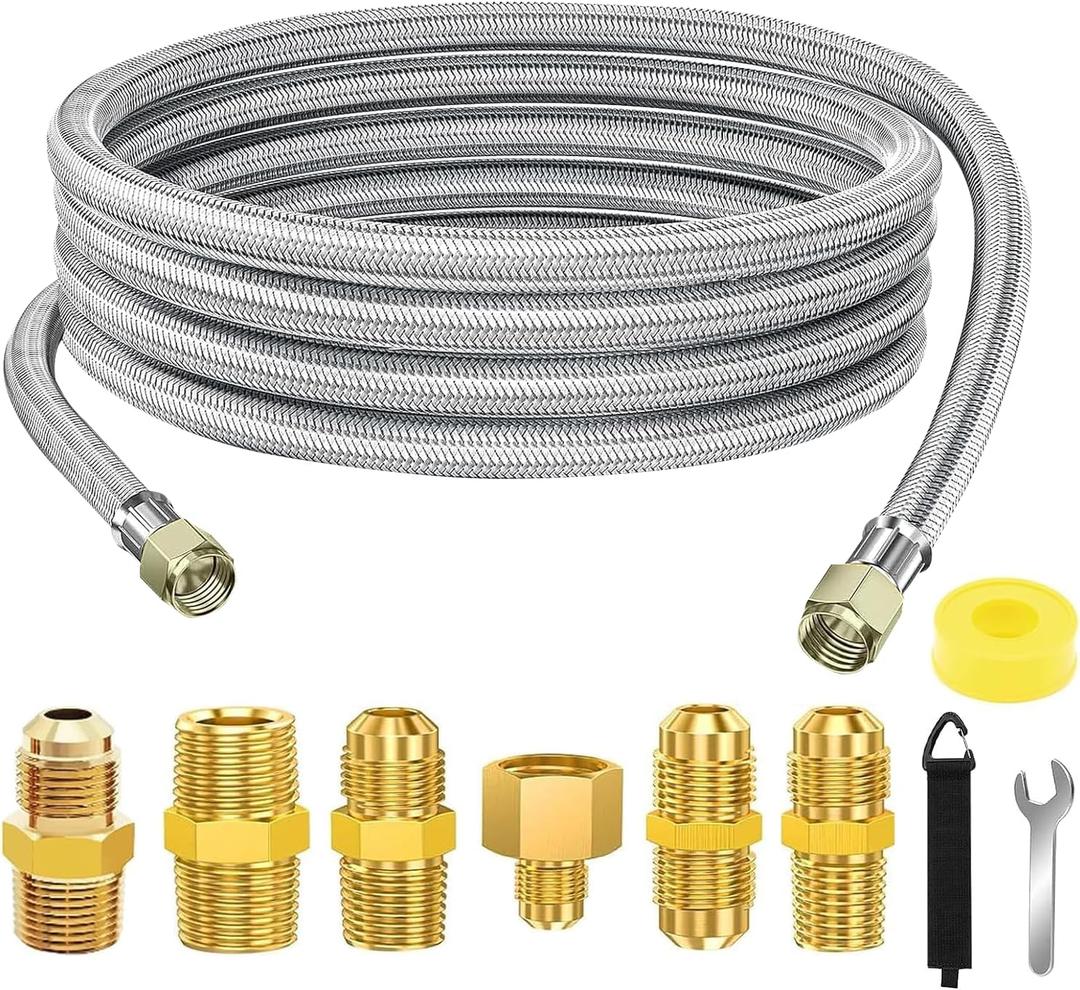 12 FT Propane Hose Extension-High Pressure Braided Gas Line Hose Propane Conversion Kit for BBQ Grill, Fire Pit, Heater (12FT)
