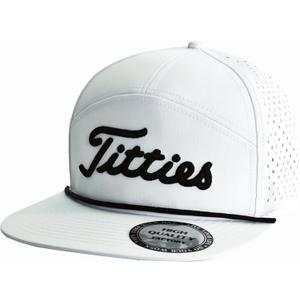 Tittiess Golf Hats Flat Bill for Men Women,Funny Titties Golf Gifts Baseball Cap for Adults Humor (White)