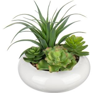 Large Artificial Succulents Plants Faux Succulents in Pots Fake Succulent Arrangement Potted Plants with White Ceramic Pot for Office Desk Bathroom Shelf Living Room Indoor & Outdoor Home Decor