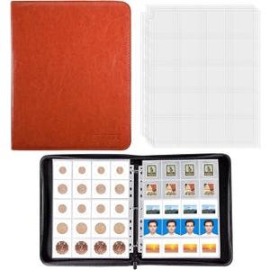 BYSTER Coin Collection Book, 30 Pack 600 Pockets Coin Sleeves, Coin Collection Holder Album, Coin Collection Organizer Storage Box Case (Coin Flips Not Included), Reddish Brown