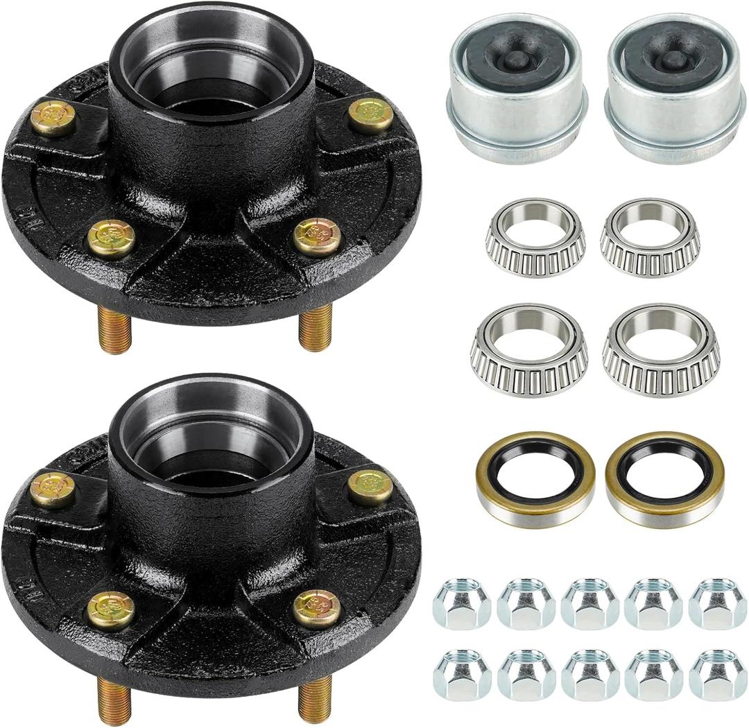 Youxmoto 5 on 5 Trailer Idler Hub kit, 5-Hole, 5" Bolt Circle Idler Hub for 3,500 lb. Axles, Replacement Trailer Brake Hub Drum Assembly for Rvs; (for L68149 and for L44649 Cone Bearings), Set of 2