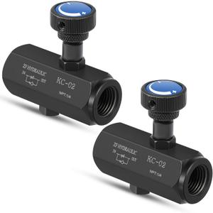 2 Pcs Hydraulic Flow Control Valve KC-02 1/4" NPT Threaded Throttle Check Valve 3000psi Carbon Steel Hydraulic