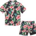 UNICOMIDEA Boys 4th of July Outfits Kids Patriotic Independence Day Tropical Short Sets for 5-12 Years (7-8 Years)