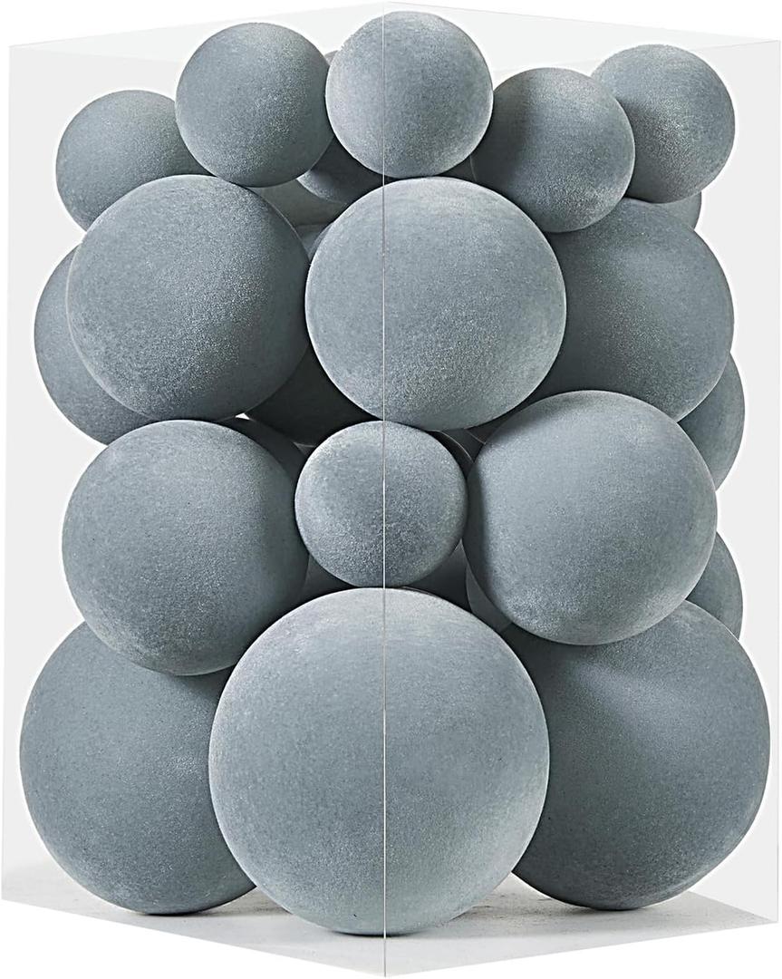Velvet Christmas Ornaments Set 38Pcs Flocked Shatterproof Christmas Ornaments for Christmas Tree Decorations Xmas Decorative Hanging Christmas Ball Ornaments for Holiday Home Decor (Grey)