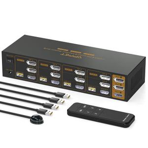 1HDMI + 2 Displayport KVM Switch 3 Monitors 4 Computers