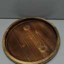 Lnofemin Round Burnt Wood Serving Tray with Beads, Wooden Decorative Tray for Entertaining, Decoration, and Gifting, (13", Burnt Brown Y1)