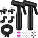 Handheld Toilet Bidet Sprayer 2 Pack, Water Pressure Adjustable Sprayer with Hose and 7/8 "T-Valve, Jet Spray and Soft Spray, for Toilet, Bidet, Shower etc., Stainless Steel, Black
