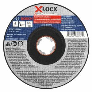 BOSCH TCWX1S600 6 In. x 1/16 In. X-LOCK Metal/Stainless Fast Cutting Abrasive Wheel 60 Grit Compatible with 7/8 In. Arbor Type 1A (ISO 41) for Applications in Metal, Stainless Steel Cutting