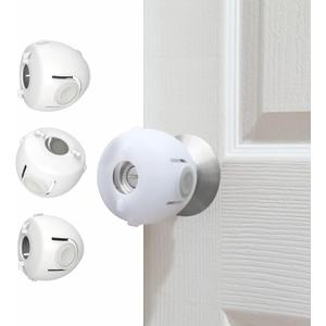 Child Proof Door Knob Covers, Toddler Door Locks, Baby Proof Safety Locks for Doors, 3 Pack/White