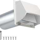 4 Inch Dryer Vent Cover Outside Hooded Wall Vent with Screen and Damper, Exhaust Vent Wall Mount Exterior Wall Vents Cover Cap for Dryer Ventilation&Outdoor Air Exhaust, Galvanized Steel, White