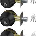 BESTTEN 3 Pack Keyed Alike Single Cylinder Deadbolt, Matte Black